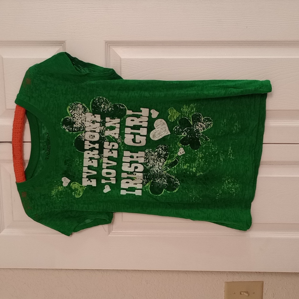 ROCKER GIRL green St Patty's Day large t-shirt